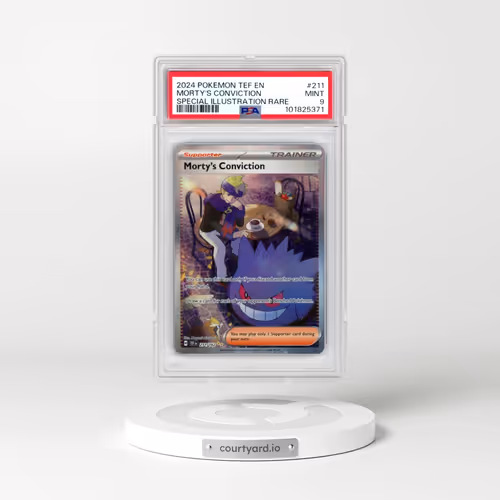2024 Pokémon Tef EN-Temporal Forces #211 Morty's Conviction - Special Illustration Rare (PSA 9 MINT)