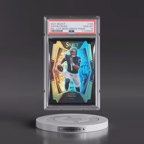 2021 Panini Select #150 Justin Fields - Die-Cut Neon Green Prizm (PSA 10 GEM MINT)