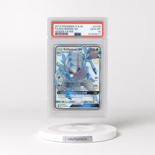 2019 Pokémon Sun & Moon Hidden Fates #SV48 Golisopod GX - Holo Full Art (PSA 10 GEM MINT)