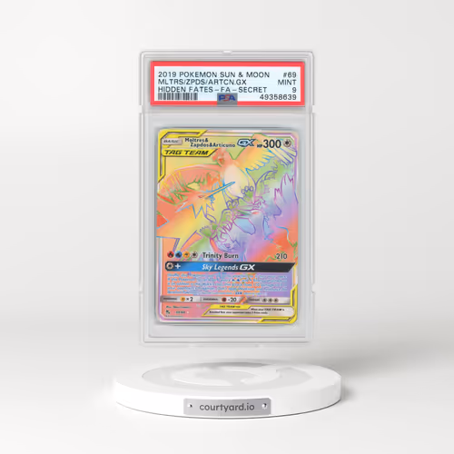 2019 Pokémon Sun & Moon Hidden Fates #69 Moltres & Zapdos & Articuno GX - Holo Full Art Secret (PSA 9 MINT)