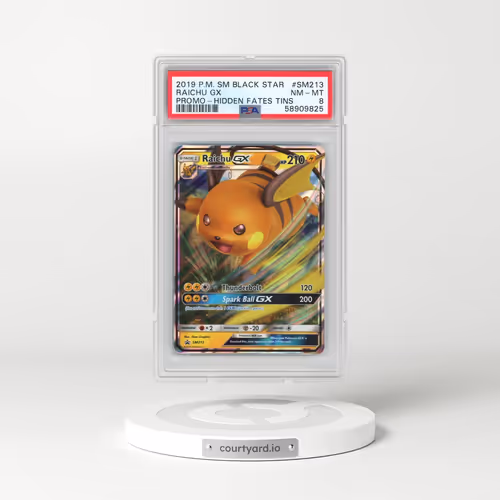 2019 Pokémon SM Black Star Promo #SM213 Raichu GX - Holo Hidden Fates Tins (PSA 8 NM-MT)