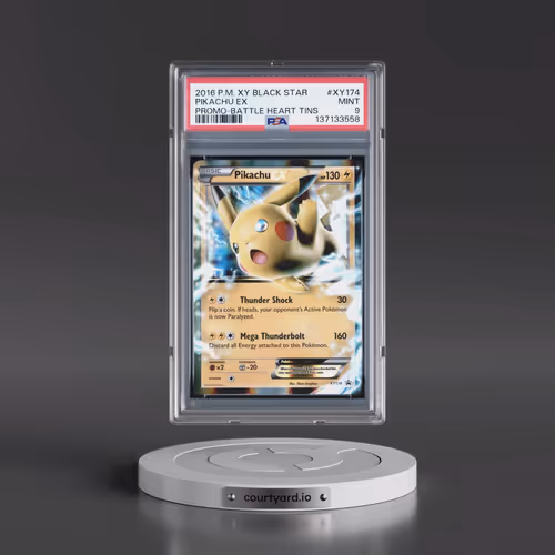 2016 Pokémon XY Black Star Promo #XY174 Pikachu EX - Holo Battle Heart Tins (PSA 9 MINT)