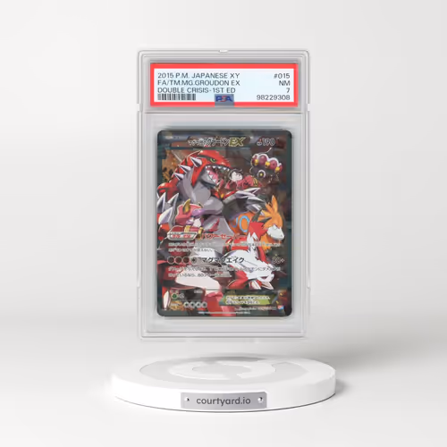 2015 Pokémon XY Double Crisis #015 Team Magma's Groudon EX - 1st Edition Holo Full Art (PSA 7 NM)