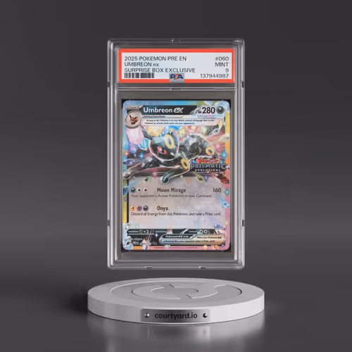 2025 Pokémon Pre EN-Prismatic Evolutions #060 Umbreon EX - Holo Surprise Box Exclusive (PSA 9 MINT)