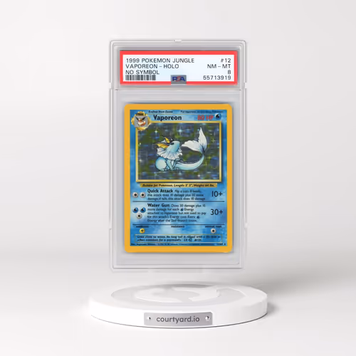 1999 Pokémon Jungle #12 Vaporeon - Holo No Symbol (PSA 8 NM-MT)
