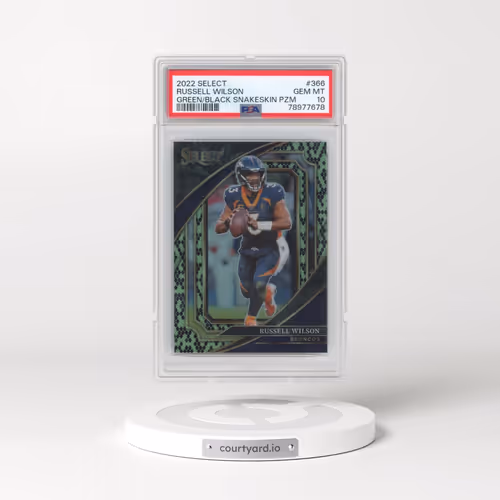 2022 Panini Select #366 Russell Wilson - Green/Black Snakeskin Prizm (PSA 10 GEM MINT)