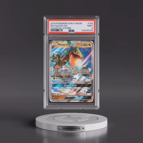 2018 Pokémon Sun & Moon Celestial Storm #109 Rayquaza GX - Holo (PSA 9 MINT)