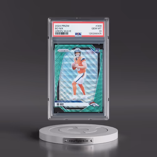 2024 Panini Prizm #309 Bo Nix - Green Wave (PSA 10 GEM MINT)