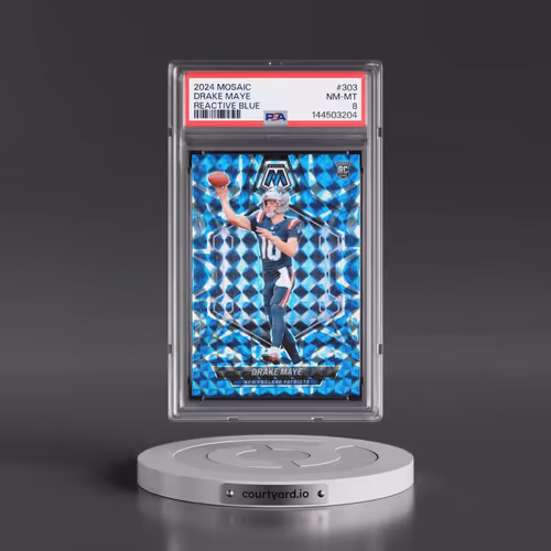 2024 Panini Mosaic #303 Drake Maye - Reactive Blue (PSA 8 NM-MT)