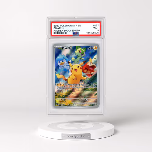 2023 Pokémon Svp EN-SV Black Star Promo #027 Pikachu - Paldea Evolved Elite Trainer Box (PSA 9 MINT)