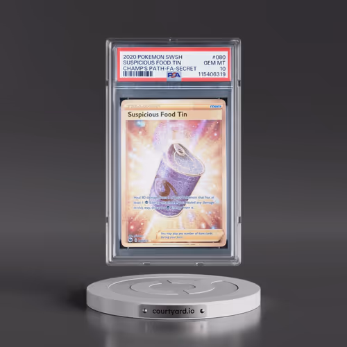2020 Pokémon Sword & Shield Champion's Path #080 Suspicious Food Tin - Full Art Secret (PSA 10 GEM M