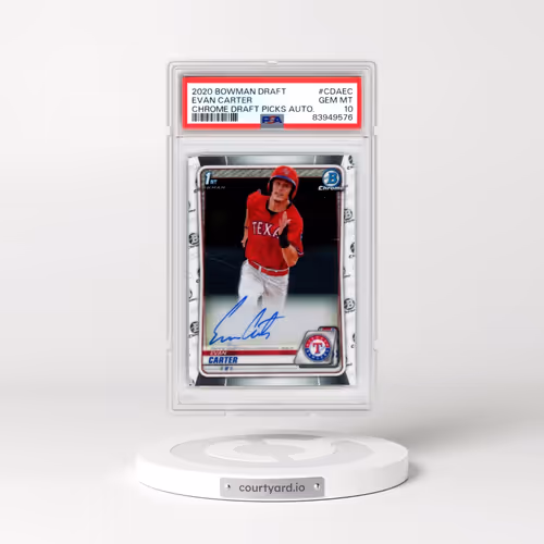 2020 Bowman Draft Chrome Draft Picks Autographs #CDAEC Evan Carter (PSA 10 GEM MINT)