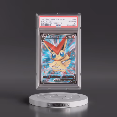 2021 Pokémon Sword & Shield Rapid Strike Master #072 Victini V - Holo Full Art (PSA 10 GEM MINT)