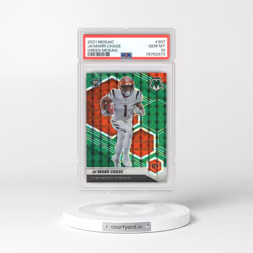 2021 Panini Mosaic #307 JA'Marr Chase - Green Mosaic (PSA 10 GEM MINT)