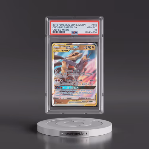 2019 Pokémon Sun & Moon Unified Minds #146 Garchomp & Giratina GX - Holo (PSA 10 GEM MINT)