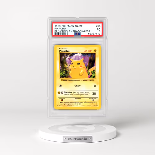 1999 Pokémon Game #58 Pikachu - Shadowless Red Cheeks (PSA 5 EX)