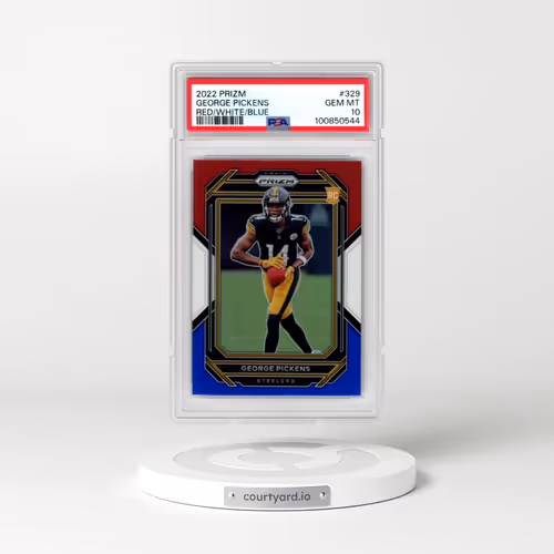 2022 Panini Prizm #329 George Pickens - Red/White/Blue (PSA 10 GEM MINT)