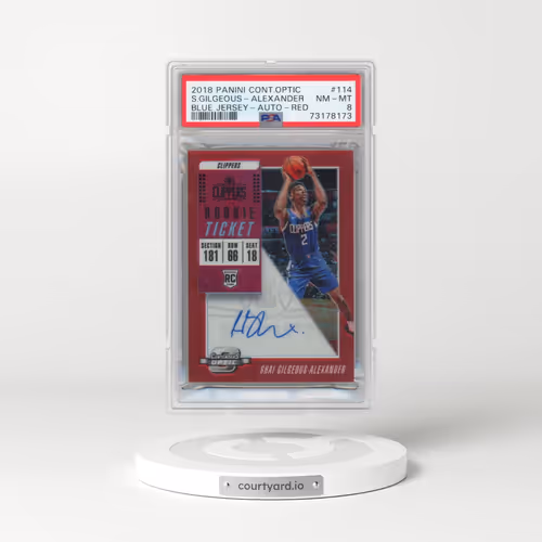 2018 Panini Contenders Optic #114 Shai Gilgeous-Alexander - Blue Jersey-Autograph-Red (PSA 8 NM-MT)