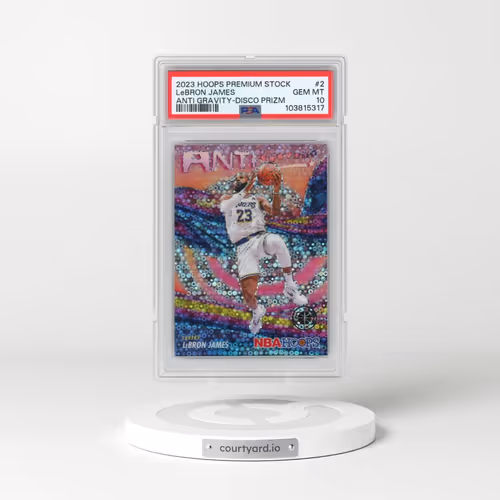 2023 Panini Hoops Premium Stock Anti Gravity #2 LeBron James - Disco Prizm (PSA 10 GEM MINT)