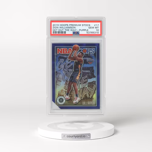 2019 Panini Hoops Premium Stock Get Out the Way #17 Zion Williamson - Purple (PSA 10 GEM MINT)