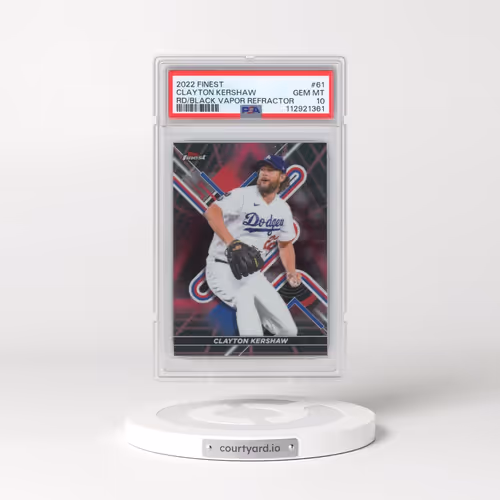 2022 Topps Finest #61 Clayton Kershaw - Red/Black Vapor Refractor (PSA 10 GEM MINT)