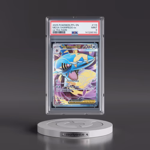 2025 Pokémon Pfl EN-Phantasmal Flames #113 Mega Sharpedo EX - Holo Ultra Rare (PSA 9 MINT)