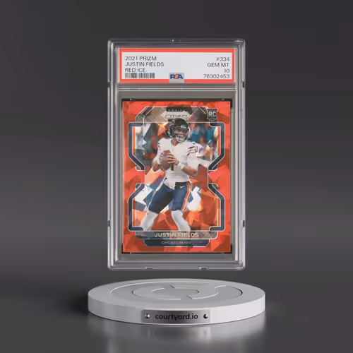 2021 Panini Prizm #334 Justin Fields - Red Ice (PSA 10 GEM MINT)
