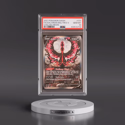 2021 Pokémon Sword & Shield Chilling Reign #177 Galarian Moltres V - Holo Full Art (PSA 10 GEM MINT)