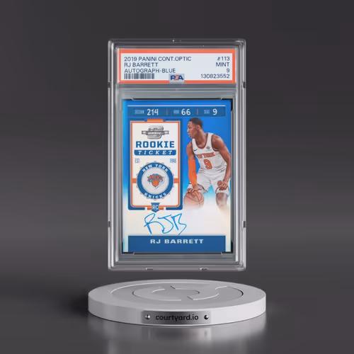 2019 Panini Contenders Optic #113 RJ Barrett - Autograph-Blue (PSA 9 MINT)