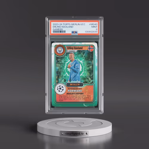 2023-24 Topps Merlin UEFA Club Competitions Merlin's Gamers #MG40 Erling Haaland (PSA 9 MINT)