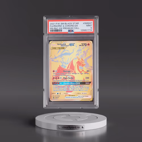 2021 Pokémon SM Black Star Promo #SM247 Reshiram & Charizard GX - Holo Full Art Reshiram & Charizard
