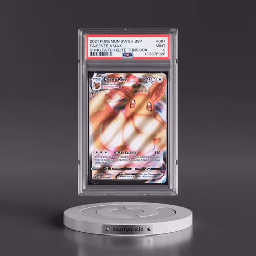 2021 Pokémon Swsh Black Star Promo #087 Eevee Vmax - Full Art Shining Fates Elite Trainer Box (PSA 9