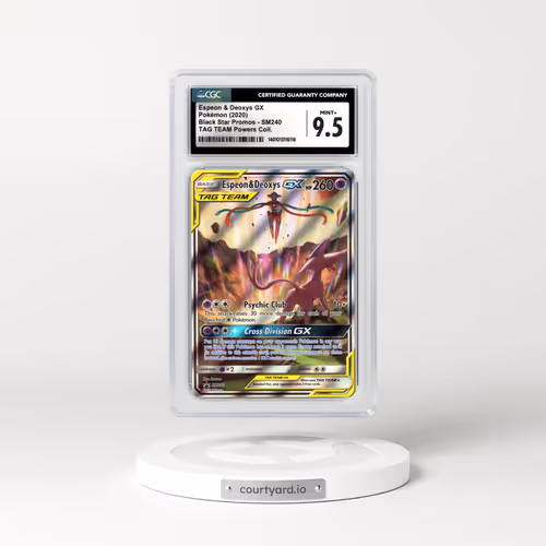 2020 Sun & Moon Promos #SM240 Espeon & Deoxys GX - Full Art Holo TAG TEAM Powers Collection (CGC 9.5 MINT+)