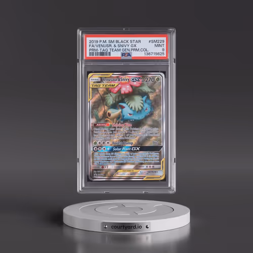 2019 Pokémon SM Black Star Promo #SM229 Venusaur & Snivy GX - Holo Full Art Tag Team Generations Pre