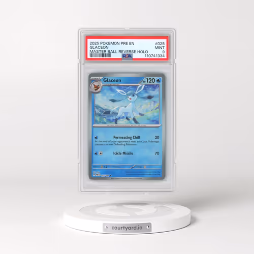 2025 Pokémon Pre EN-Prismatic Evolutions #025 Glaceon - Reverse Holo Master Ball (PSA 9 MINT)