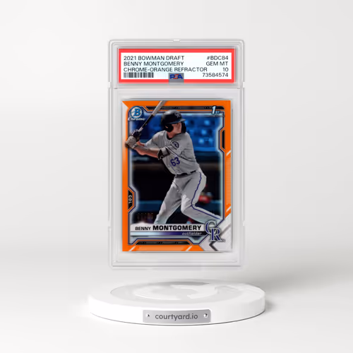 2021 Bowman Draft #BDC84 Benny Montgomery - Chrome-Orange Refractor (PSA 10 GEM MINT)