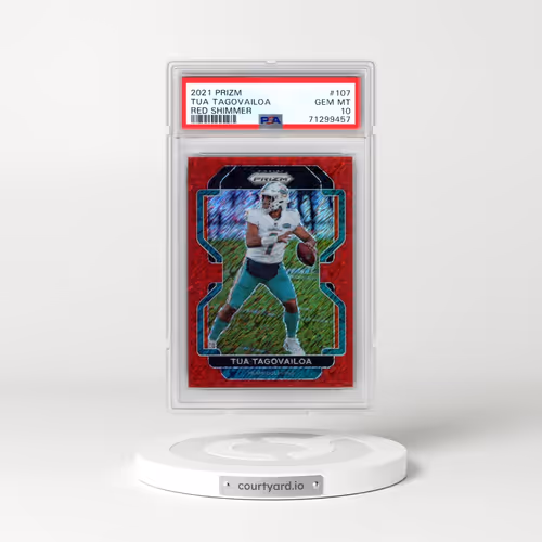 2021 Panini Prizm #107 Tua Tagovailoa - Red Shimmer (PSA 10 GEM MINT)