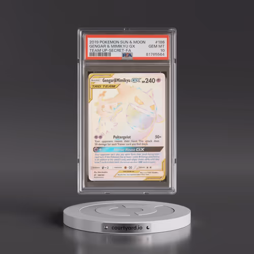 2019 Pokémon Sun & Moon Team Up #186 Gengar & Mimikyu GX - Holo Full Art Secret (PSA 10 GEM MINT)