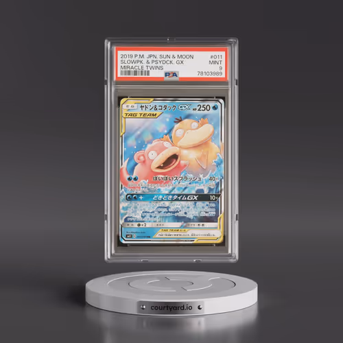 2019 Pokémon Sun & Moon Miracle Twins #011 Slowpoke & Psyduck GX - Holo (PSA 9 MINT)