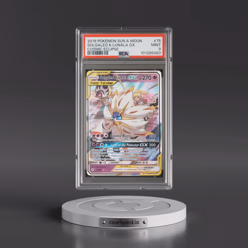 2019 Pokémon Sun & Moon Cosmic Eclipse #75 Solgaleo & Lunala GX - Holo (PSA 9 MINT)
