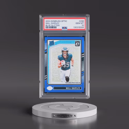 2024 Panini Donruss Optic #298 Will Shipley - Blue Glitter (PSA 10 GEM MINT)