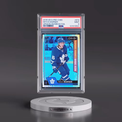 2016 Upper Deck O-Pee-Chee Update #672 Mitch Marner - Rainbow Foil (PSA 9 MINT)
