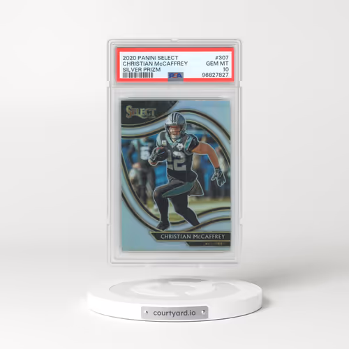 2020 Panini Select #307 Christian McCaffrey - Silver Prizm (PSA 10 GEM MINT)