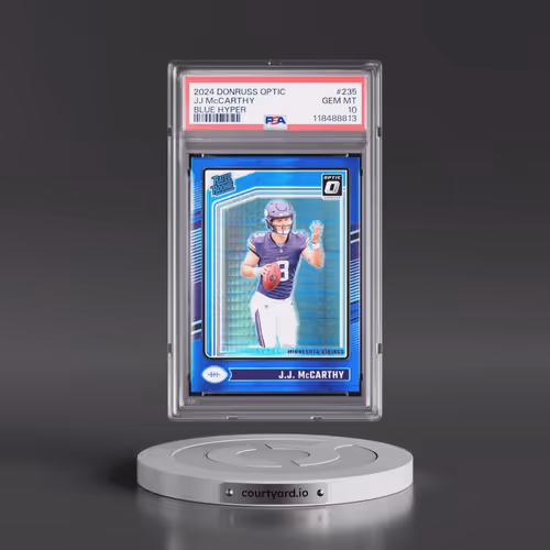 2024 Panini Donruss Optic #235 JJ McCarthy - Blue Hyper (PSA 10 GEM MINT)