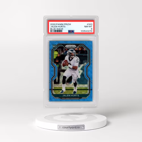 2020 Panini Prizm #343 Jalen Hurts - Blue Wave (PSA 8 NM-MT)