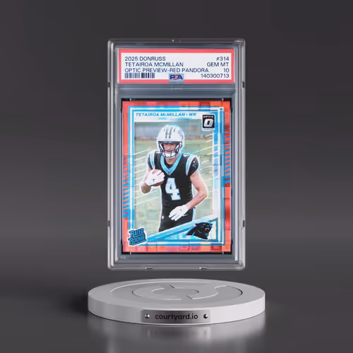 2025 Panini Donruss #314 Tetairoa Mcmillan - Optic Preview-Red Pandora (PSA 10 GEM MINT)