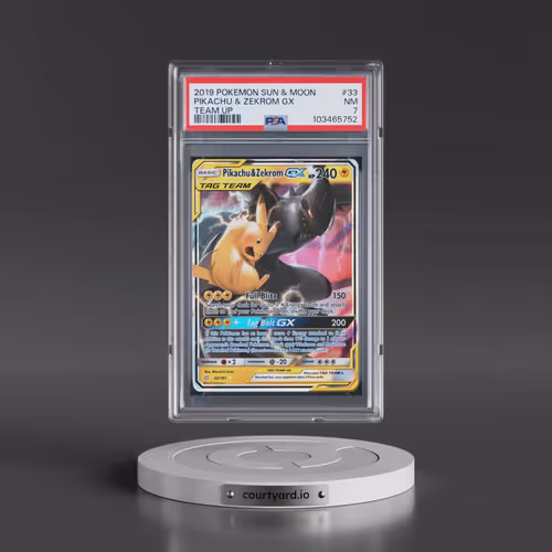 2019 Pokémon Sun & Moon Team Up #33 Pikachu & Zekrom GX - Holo (PSA 7 NM)