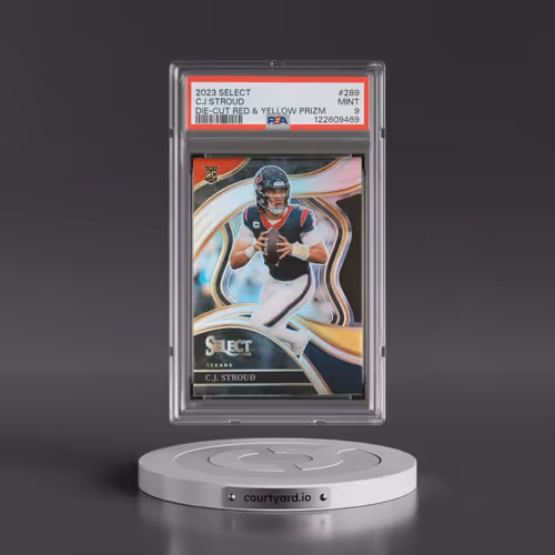2023 Panini Select #289 CJ Stroud - Die-Cut Red & Yellow Prizm (PSA 9 MINT)