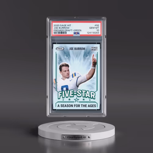 2020 Sage Hit Premier Draft #92 Joe Burrow - Green (PSA 10 GEM MINT)