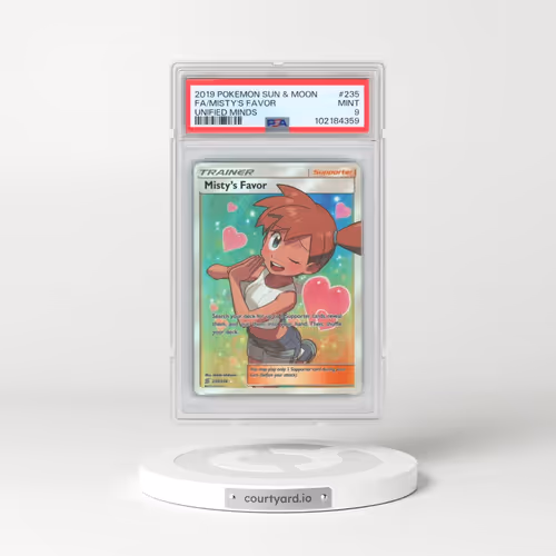 2019 Pokémon Sun & Moon Unified Minds #235 Misty's Favor - Full Art (PSA 9 MINT)